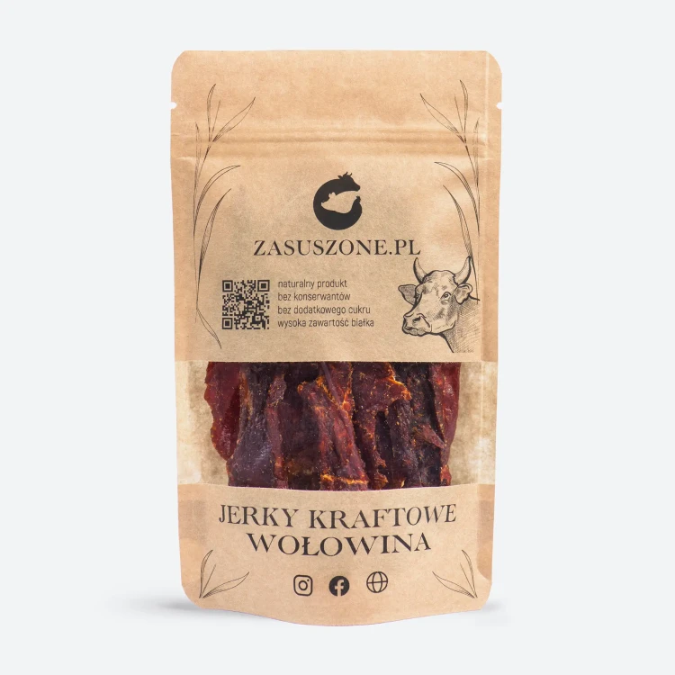 Suszna wołowina Ostra 40g pikantne beef jerky, suszona wołowina 40g  beef jerky lub tak zwane ostre suszone mięso wołowe, od Zasuszone.pl