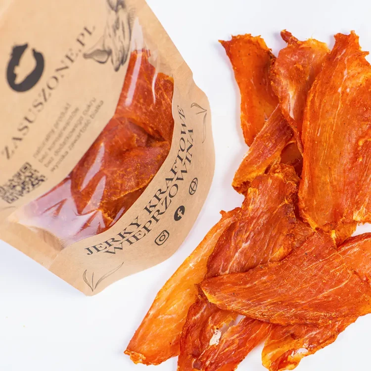 suszone mięso ostra wieprzowina 40g Zasuszone - pikantne jerky wieprzowe z najwyżej jakości wieprzowiny